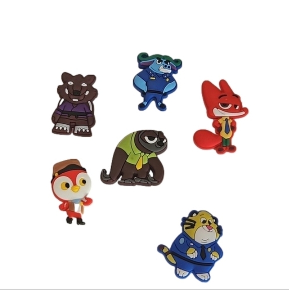 Crock Charm Bundle of 6 Zootopia characters Jibbitz Charm Kid's cartoon bundle - Picture 4 of 8